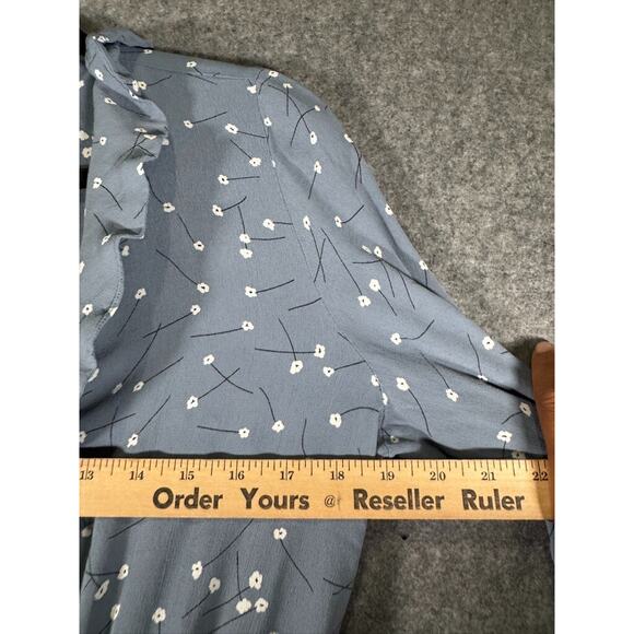 Minimum Dress Women 40 Medium Blue Floral chiffon V Neck Mini Long Sleeve Dainty - Picture 4 of 7